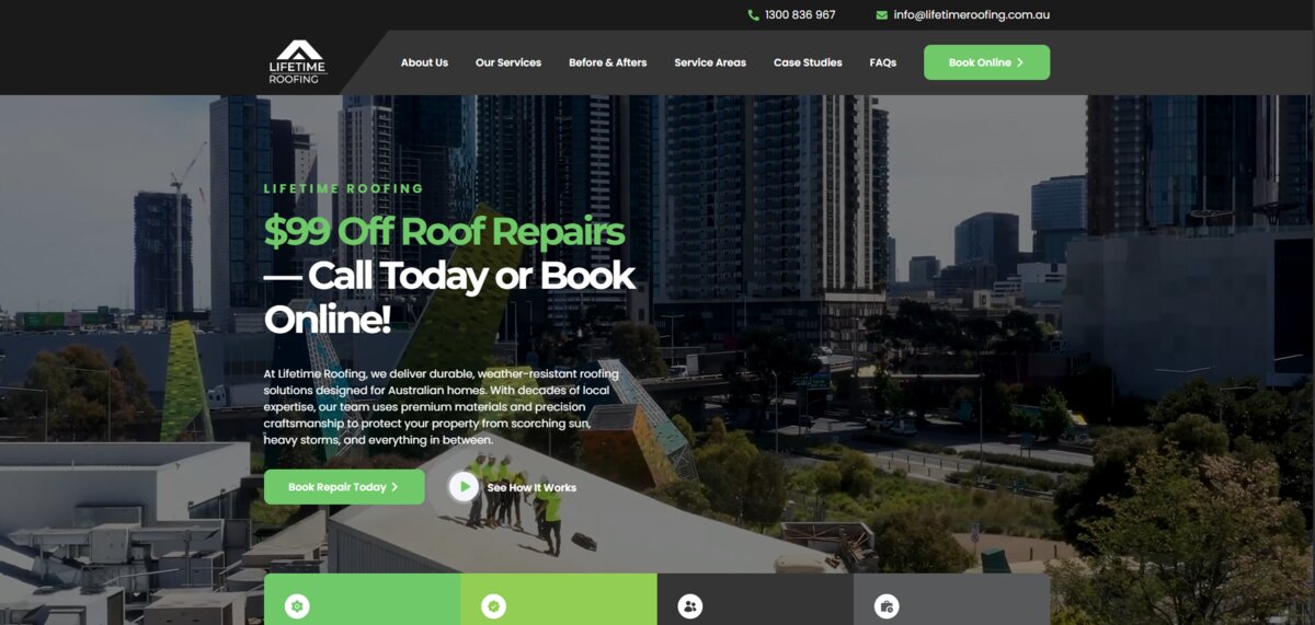Lifetime Roofing Australia website design